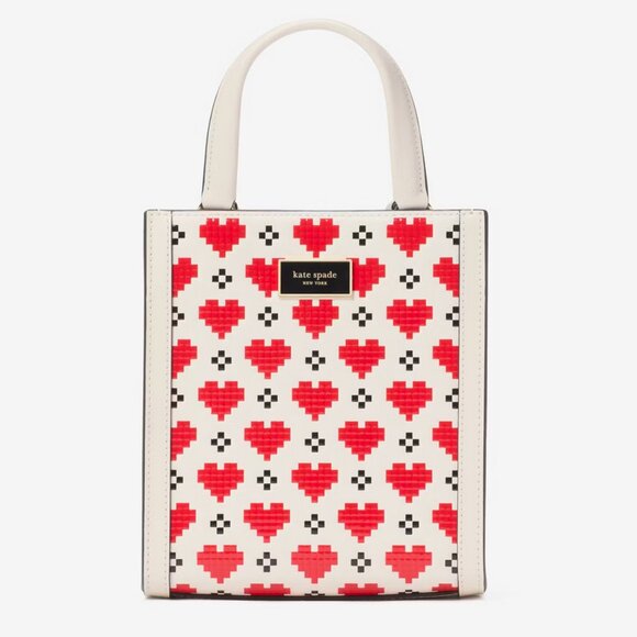 Kate Spade Manhattan Pixel Hearts Mini Tote - New with Dust Bag Saffiano Leather - Picture 3 of 8